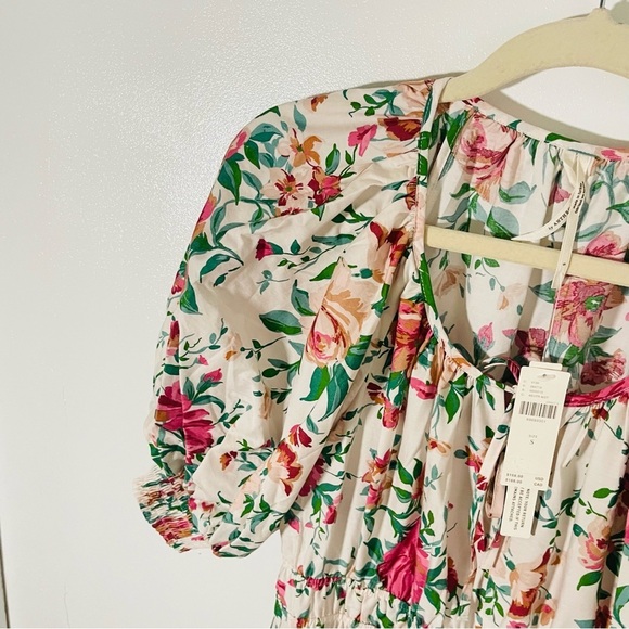 NEW Anthropologie Somerset Maxi Dress Puff-Sleeve Edition Neutral Motif Floral - Picture 4 of 9